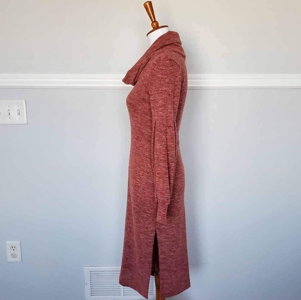 𝅺Lulu's Mattea Heathered Red Cowl Neck Midi Sweater Dress XS NWOT - Picture 5 of 16